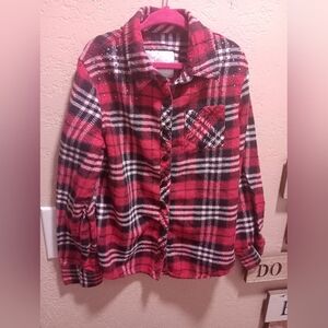 Justice Girls Sz 8 Red and Black Flannel Top